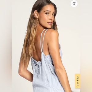 Lulus Adrift Navy Blue and White Striped Tank Top